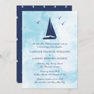 Invitation Mariage nautique de bateau à voile