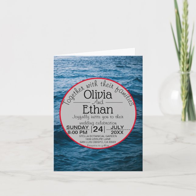 Invitation Mariage nautique de marine moderne (Devant)