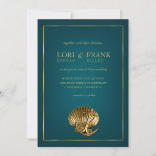 Invitation Mariage nautique de Seashell ancré  turquoise