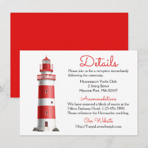 Invitation Mariage nautique Détails Phare Red Summer