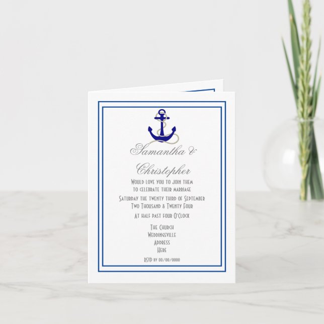 Invitation Mariage nautique ou marin (Devant)