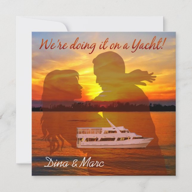 Invitation Mariage nautique romantique à couple de plage (Devant)