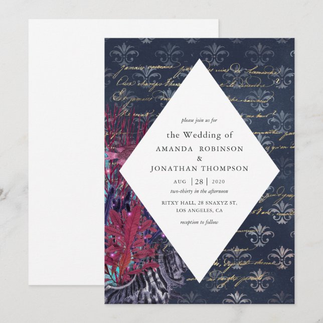 Invitation Mariage nautique vintage (Devant / Derrière)