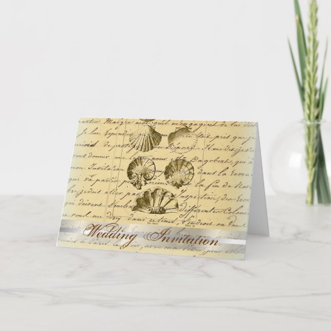 Invitation mariage nautique vintage de plage (Devant)