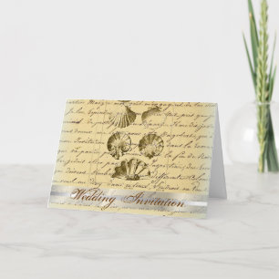 Invitation mariage nautique vintage de plage
