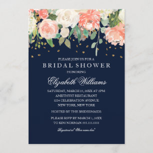 Invitation Mariage naval floral paillettes scintillantes de m