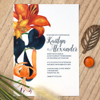Mariage Navy Blue, Gold, Lys de tigre orange