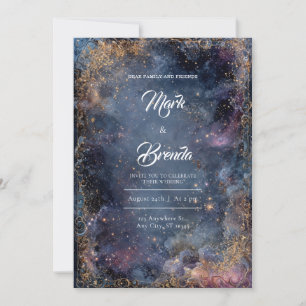 Invitation Mariage Nebula Gold de minuit