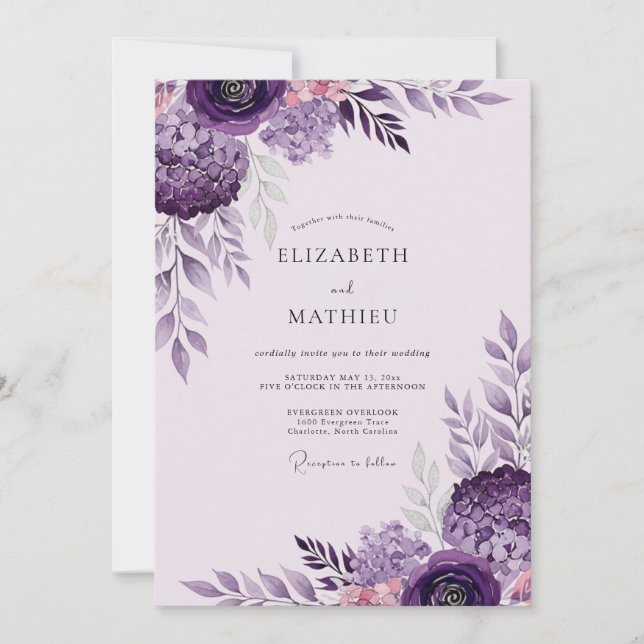 Invitation Mariage Noble Printanier au Plum (Devant)