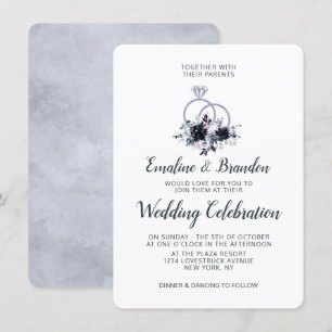 Invitation Mariage Nocturne Floral Argent
