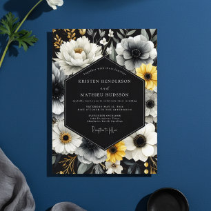 Invitation Mariage Nocturne Floral au Charbon de Bois