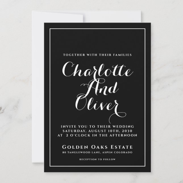 Invitation Mariage noir blanc (Devant)