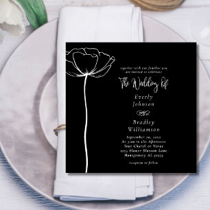 Invitation Mariage noir blanc gris carré minimal