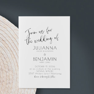 Invitation Mariage noir blanc minimaliste