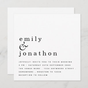 Invitation Mariage noir blanc minimaliste contemporain