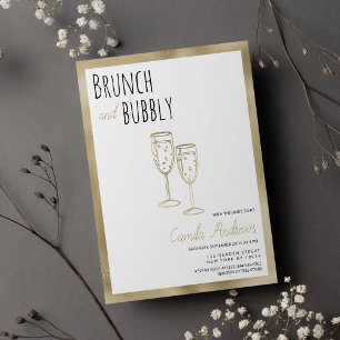 Invitation Mariage Noir Blanc Or Brunch Et Champagne Enterrem