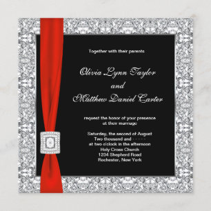 Invitation Mariage noir blanc rouge