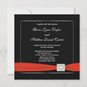 Invitation Mariage Noir Blanc Rouge Noir