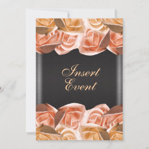 Invitation mariage noir crème orange rose élégant