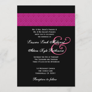 Invitation Mariage noir de Fuschia Featheron Chevron