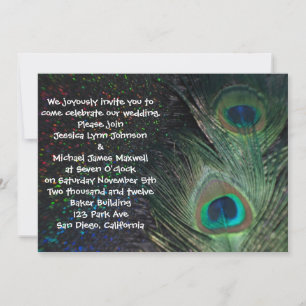 Invitation Mariage noir de paon d'arc-en-ciel