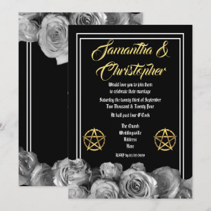 Invitation mariage noir de pentacle Wiccan