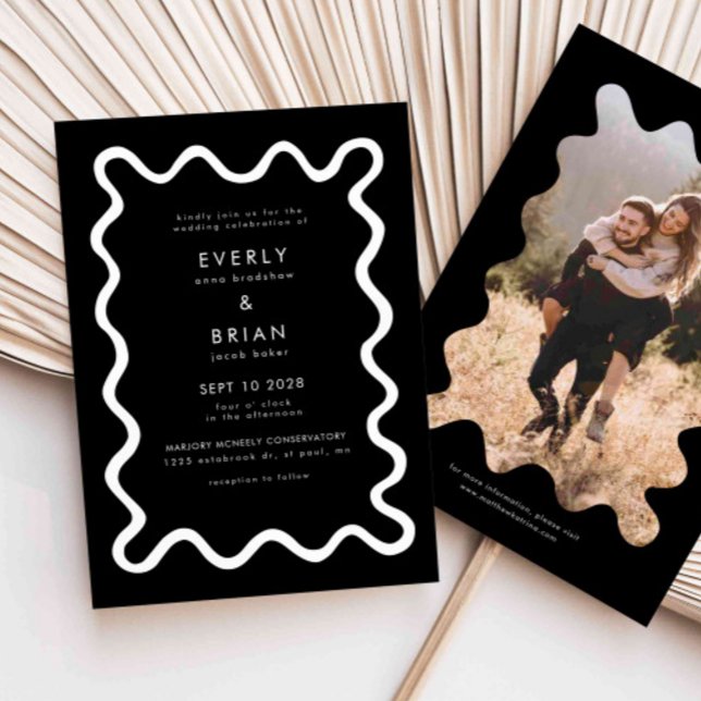 Invitation Mariage noir en ligne à main ironique (Créateur téléchargé)
