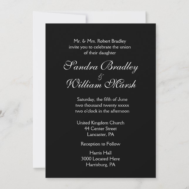 Invitation Mariage noir et blanc (Devant)