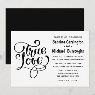 Invitation Mariage Noir Et Blanc Amour Vrai Typographie