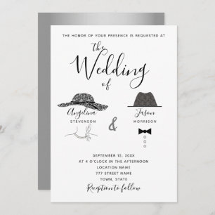 Invitation Mariage noir et blanc amusant