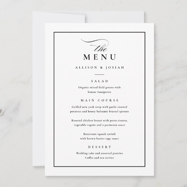 Invitation Mariage noir et blanc classique (Devant)