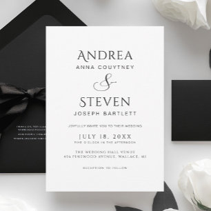 Invitation Mariage noir et blanc classique