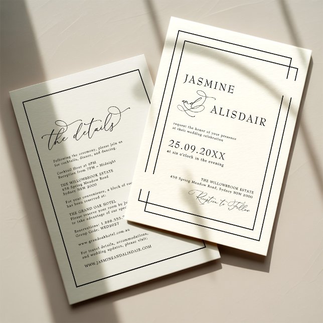 Invitation Mariage noir et blanc classique moderne (Créateur téléchargé)