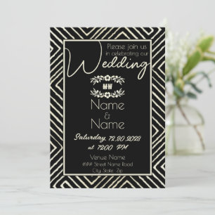 Invitation Mariage noir et blanc d'Afrique tribale