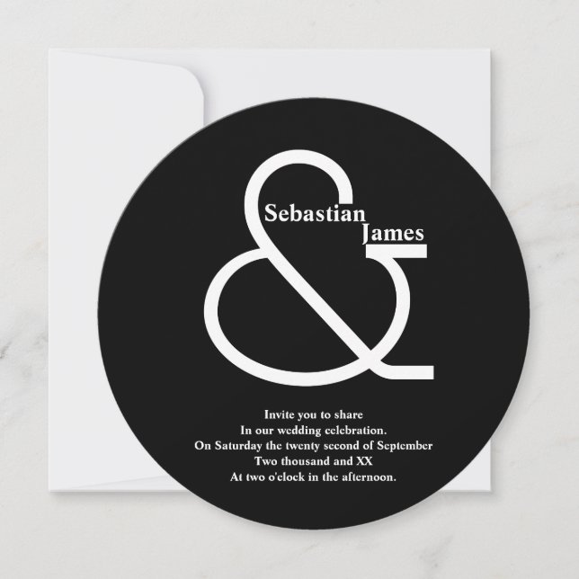 Invitation Mariage noir et blanc en gras (Devant)