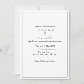 Invitation Mariage noir et blanc minimaliste