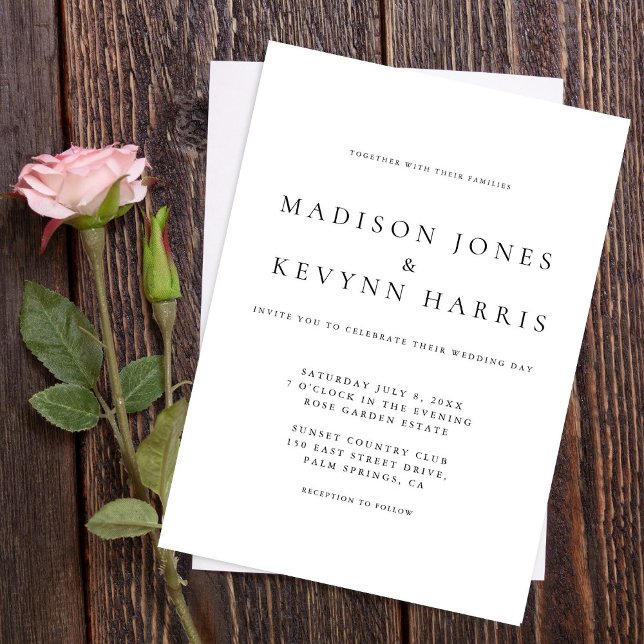 Invitation Mariage noir et blanc minimaliste (Créateur téléchargé)