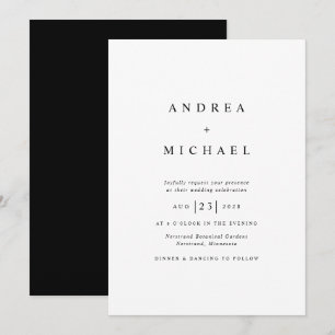 Invitation Mariage noir et blanc minimaliste moderne Invi