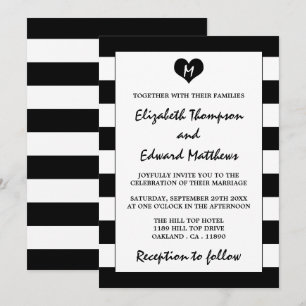 Invitation Mariage noir et blanc moderne