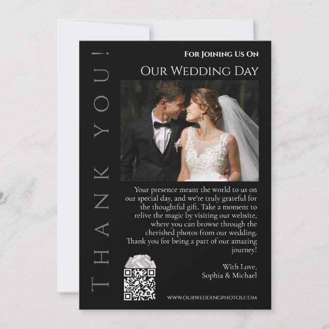 Invitation Mariage noir et blanc moderne - Merci photo - (Devant)