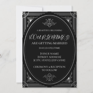 Invitation Mariage noir et blanc moderne personnalisé déco