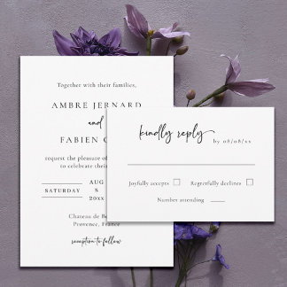 Invitation Mariage noir et blanc moderne RSVP