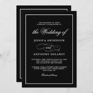 Invitation Mariage noir et blanc simple