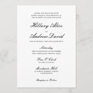 Invitation Mariage noir et blanc simple et élégant