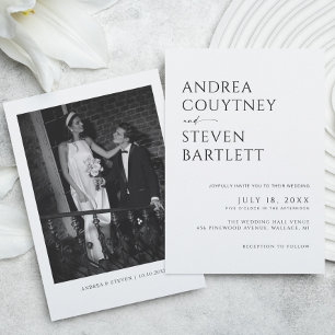 Invitation Mariage Noir et Blanc Simple et Élégant Photo