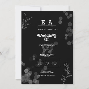 Invitation mariage noir et blanc unique classe