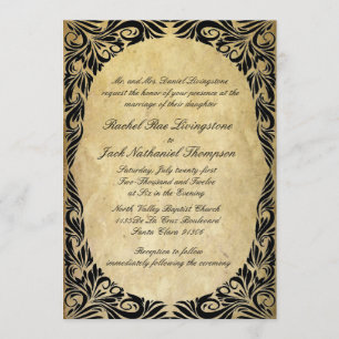 Invitation Mariage noir et crème vintage