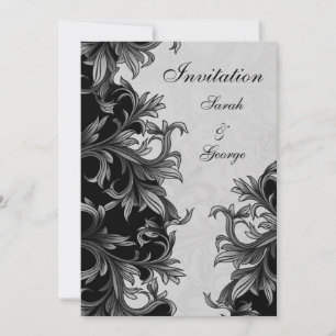 Invitation mariage noir et gris argenté
