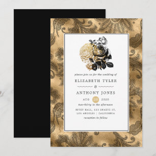 Invitation Mariage noir et or