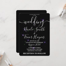 Mariage Noir Étoiles Violettes Personnalisées